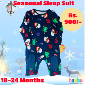 Sleep Suits 18-24 Months - Blue Santa