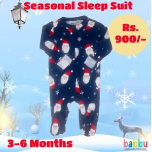 Sleep Suits 3-6 Months - Blue Santa Faces