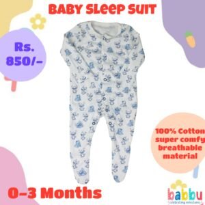 Sleep Suits 0-3 Months - Small Stitch Print