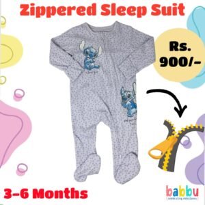 Sleep Suits 3-6 Months - Zippered Purple Stitch