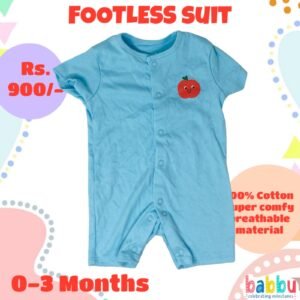 Rompers 0-3 Months - Light Blue with Tomato