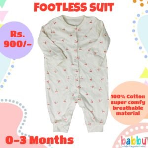 Footless suit suits 0-3 Months - White with Cherries
