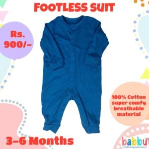 Footless suit suits 3-6 Months - Brushed Blue