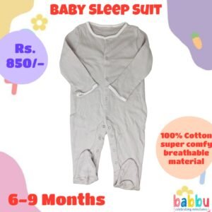 Sleep Suits 6-9 Months - Grey with White Border