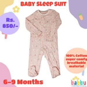 Sleep Suits 6-9 Months - Pink with Minnie Face and Flowers