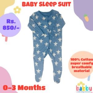 Sleep Suits 0-3 Months - Blue with Stars