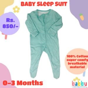 Sleep Suits 0-3 Months - Green and White Stripes