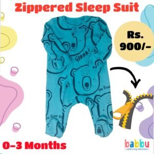 Zipper Sleep suits 0-3 Months - Green Bear Faces