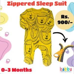 Zipper Sleep suits 0-3 Months - Yellow Lion Faces