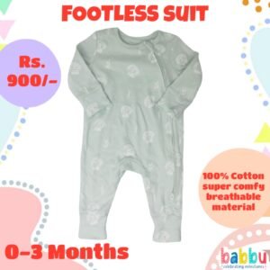 Footless suits 0-3 Months - Light Green with Sea Shells