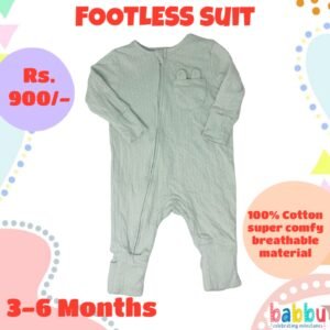 Footless suits 3-6 Months - Light Green with Pocket