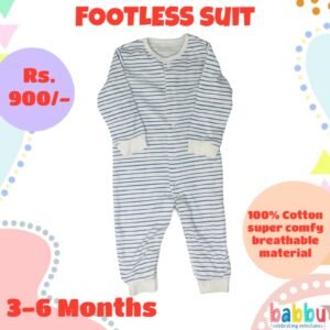 Footless suits 3-6 Months - Blue and White Stripes