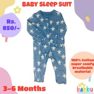 Sleep Suits 3-6 Months - Blue with Stars