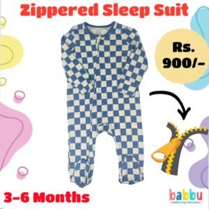 Zipper Sleep suits 3-6 Months - White and Blue Checks