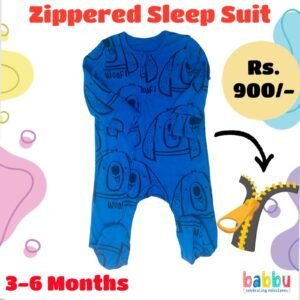 Zipper Sleep suits 3-6 Months - Blue with Doggy Faces