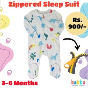 Zipper Sleep suits 3-6 Months - Dinos and Shapes