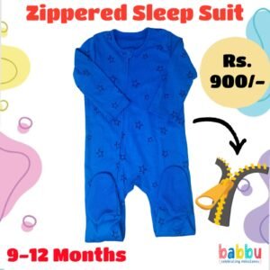 Zipper Sleep suits 9-12 Months - Blue with Stars