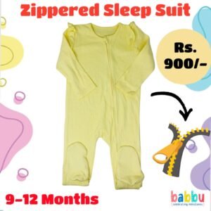 Zipper Sleep suits 9-12 Months - Textured Yellow