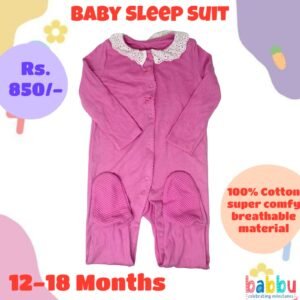 Sleep Suits 12-18 Months - Pink with Frill