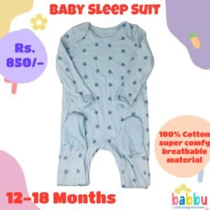 Sleep Suits 12-18 Months - Light Blue with Stars
