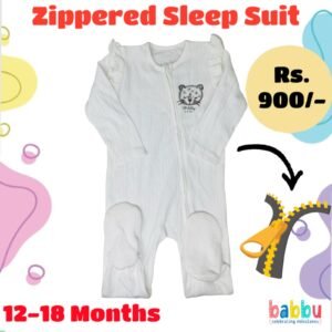 Zipper Sleep suits 12-18 Months - White with Tiger Face