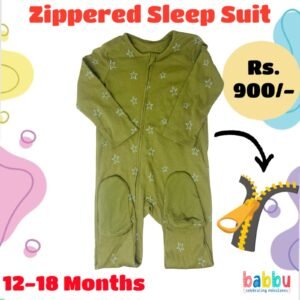 Zipper Sleep suits 12-18 Months - Green with Stars