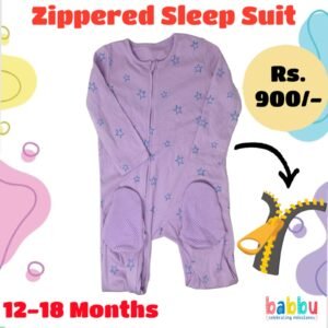 Zipper Sleep suits 12-18 Months - Purple with Blue Stars
