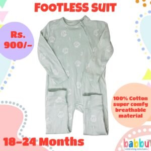 Footless suits 18-24 Months - Light Green Sea Shells