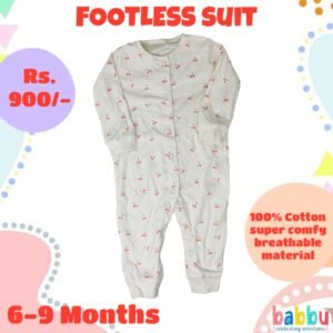 Footless suits 6-9 Months - cherries