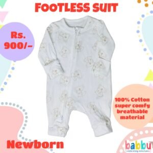 Footless suits Newborn - Textured White with Kola Print