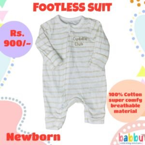Footless suits Newborn - White with Cuddle Club Print
