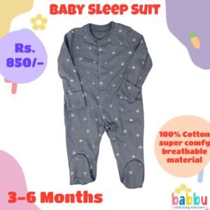 Sleep Suits 3-6 Months - Brushed Black with White Rainbows