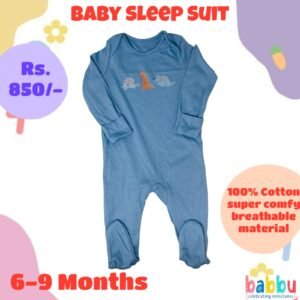 Sleep Suits 6-9 Months - Blue Three Dinos