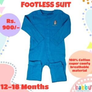 Footless suits 12-18 Months - Bluish Green with Bear