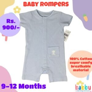 Rompers 9-12 Months - Textured Light Blue with Pocket