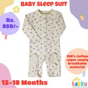 Sleep Suits 12-18 Months - Purple Bows