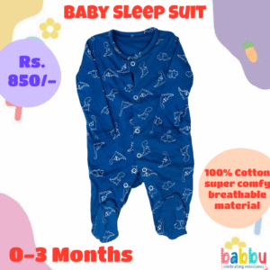 Sleep Suits 0-3 Months - Blue Dino