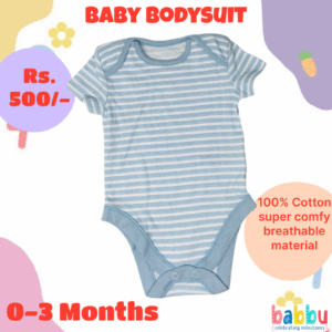 Bodysuits 0-3 Months - White and Light Blue Stripes