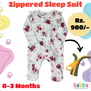 Zipper Sleep suits 0-3 Months -Roses