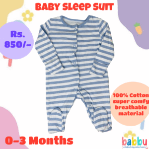 Sleep Suits 0-3 Months - Light Blue and White Stripes