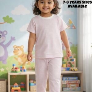 Pijamas 7-8 Years -Baby Pink with Smile Print