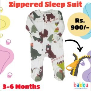 Zipper Sleep suits 3-6 Months - Bears and Dinos Print