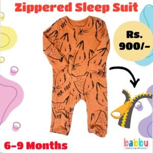 Zipper Sleep suits 6-9 Months - Orange Fox
