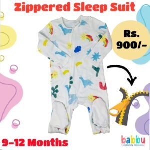 Zipper Sleep suits 9-12 Months - Dinos and Shapes