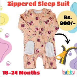 Zipper Sleep suits 18-24 Months - Pink with Roses