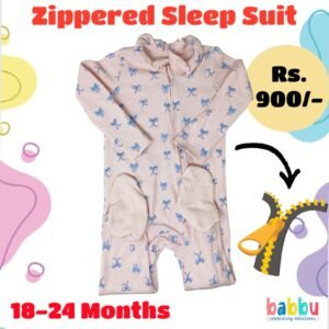 Zipper Sleep suits 18-24 Months - Pink with Blue Bows