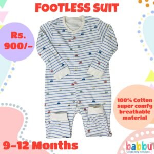 Footless suits 9-12 Months - Blue with Cars