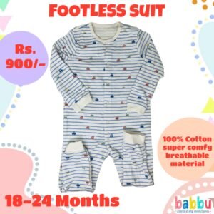 Footless suits 18-24 Months - White and Blue with Cars