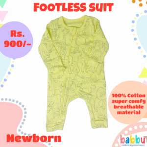 Footless suits Newborn - Light Green Animals