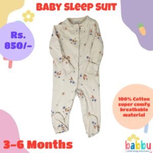 Sleep suits 3-6 Months - Beige with Brown Leaves